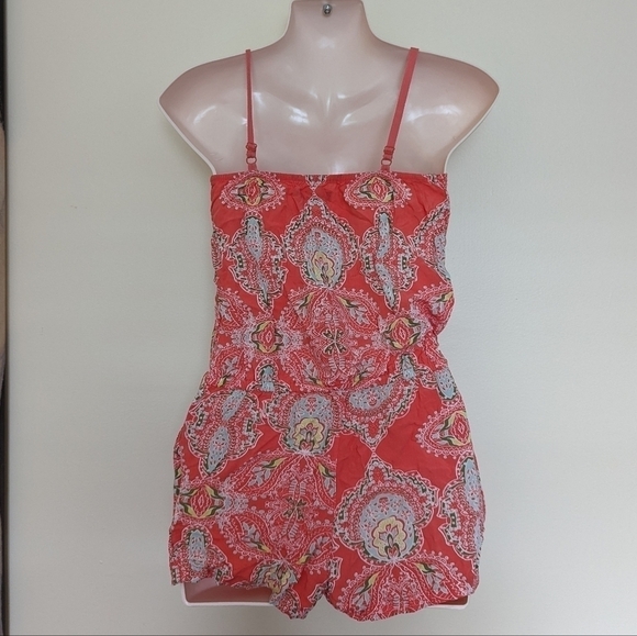 Gap Kids Paisley Coral Pink Romper One Piece Outfit Large - Picture 6 of 8